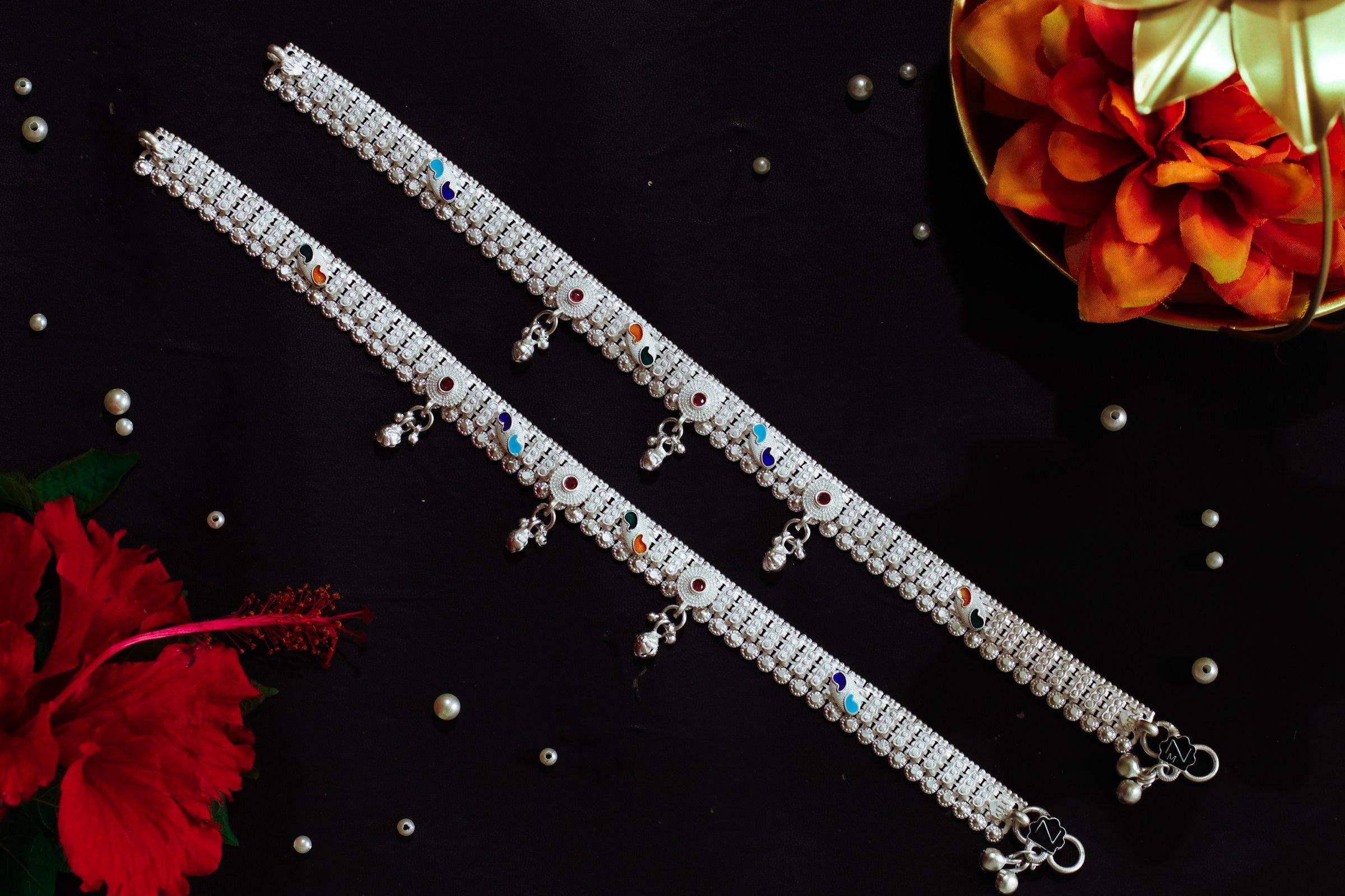Varsha Silver-Look Payal AN-V-177